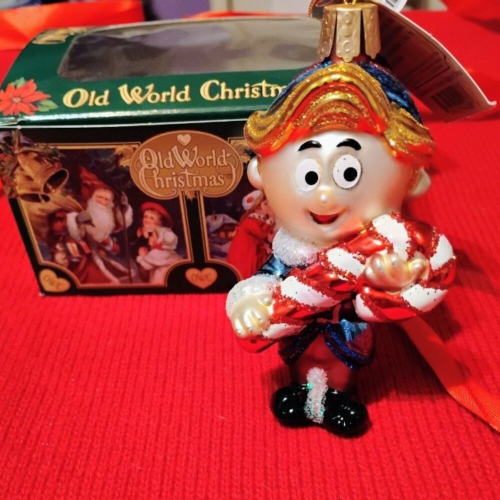 Rudolph the Red nose reindeer Hermey the elf glass Christmas ornament